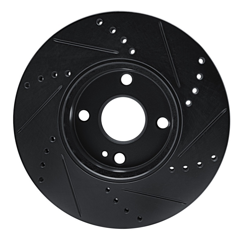 Mazda 2 Brake Rotor (1) - Front Left - R1 Concepts - Drilled & Slotted - Black - `16-`25